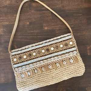 SKEMO Embellished Straw Clutch Handbag